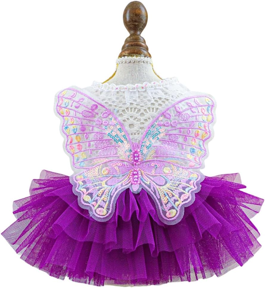 Fashion Sweet Puppy Dog Blingbling Princess Skirt Pet Dog Lace Cake Camisole Tutu Dress Pink Small - Image 11