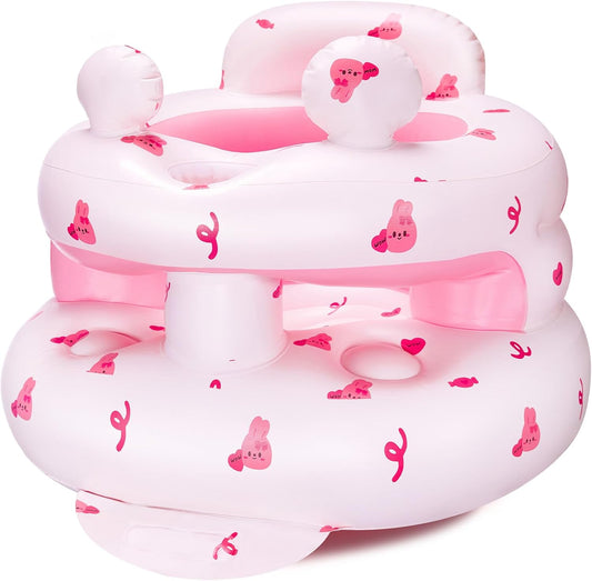 Ptlruzk inflatable baby seat pink bunny front view for sitting support
