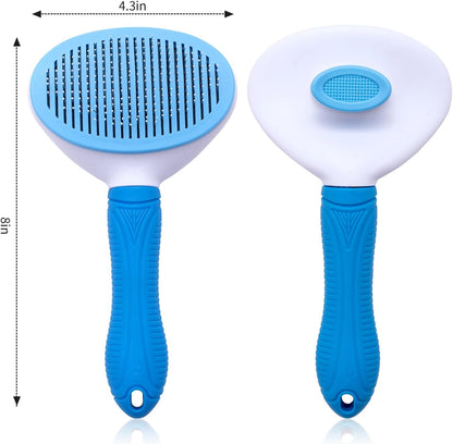 Close up view of the fine wire massage pins on the Aogeili pet brush