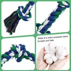 SZEE cotton polyester hybrid dog rope showing the thick woven fibers for dental cleaning.