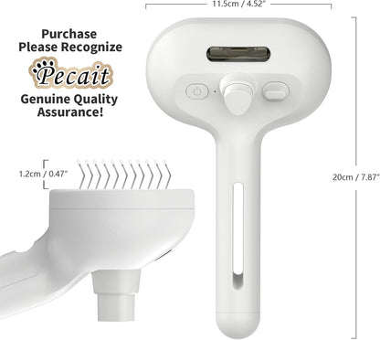 Pecait pet hair removal comb effectively collecting loose undercoat fur from a fluffy cat.