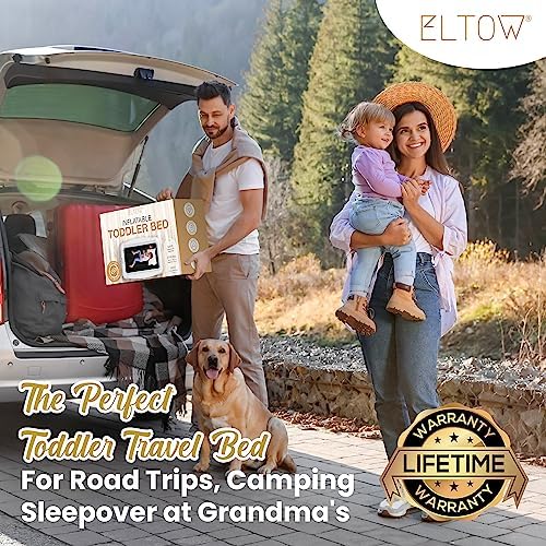 Complete ELTOW toddler travel bed set including mattress pump and repair patches