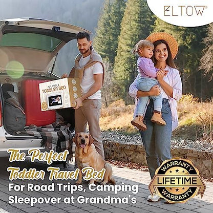 Complete ELTOW toddler travel bed set including mattress pump and repair patches
