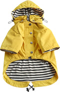 Morezi dog zip up raincoat front view yellow waterproof pet jacket