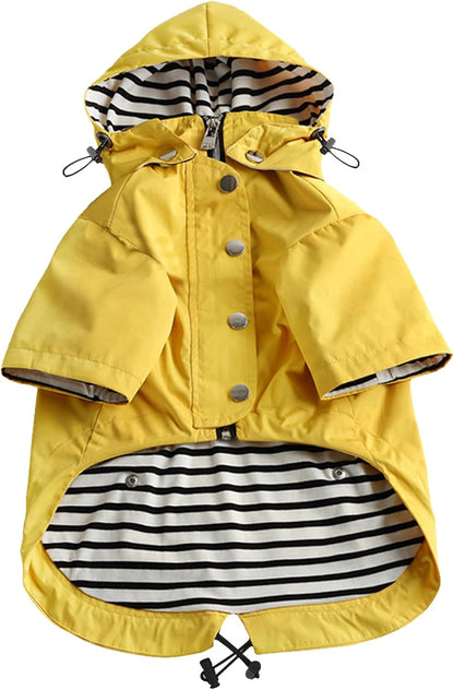 Morezi dog zip up raincoat front view yellow waterproof pet jacket