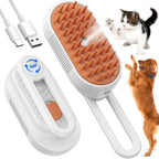 Innosel cat steam brush front view showing white ergonomic handle and orange silicone bristles