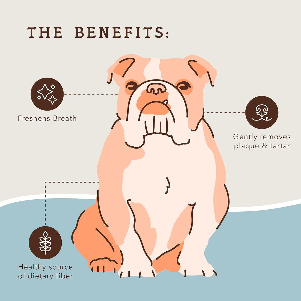 Textured grooved dental treats for reducing plaque and tartar in dogs