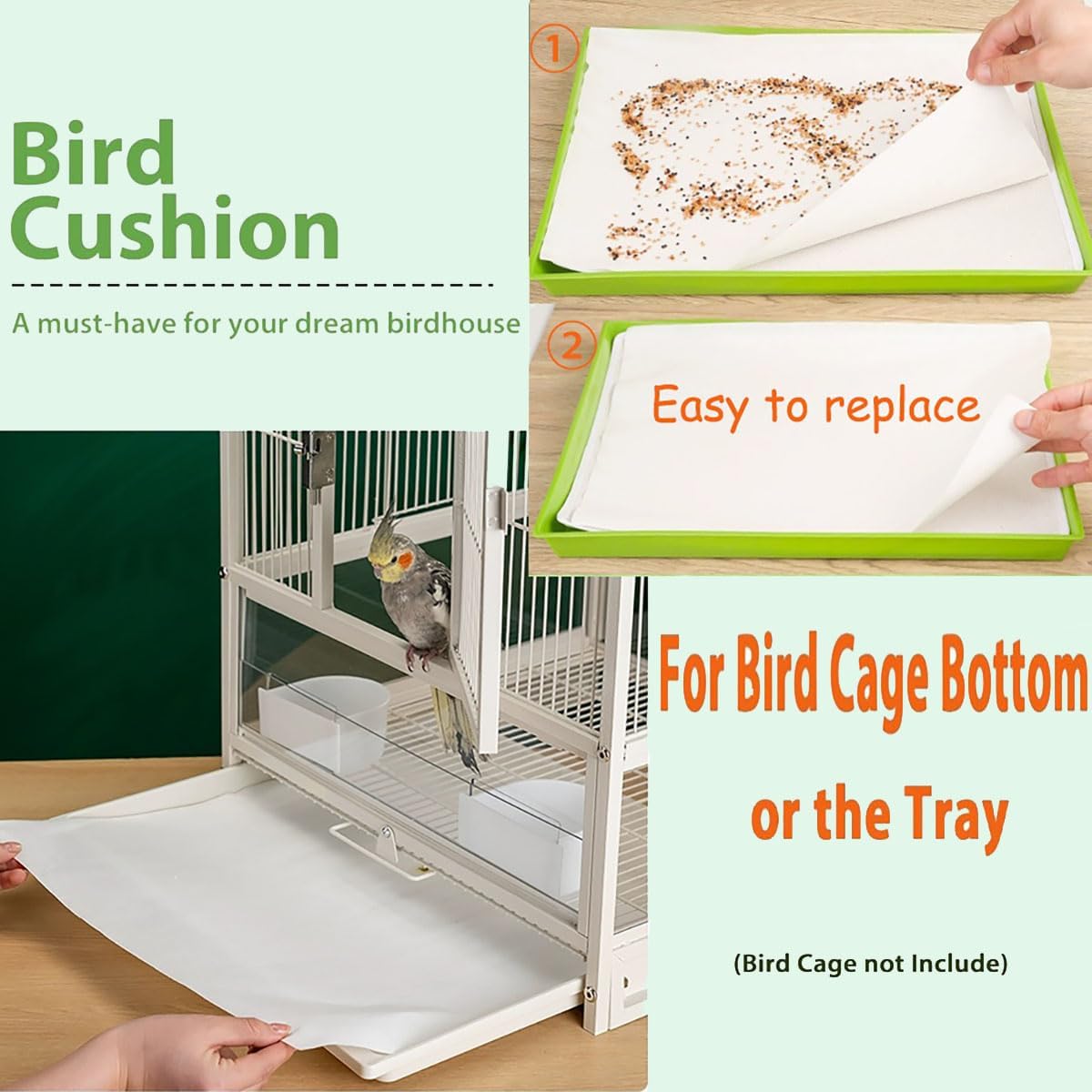 Close-up of absorbent non-woven fabric texture on bird cage liner