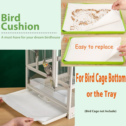 Stack of 100 pre-cut bird cage liner sheets for easy storage