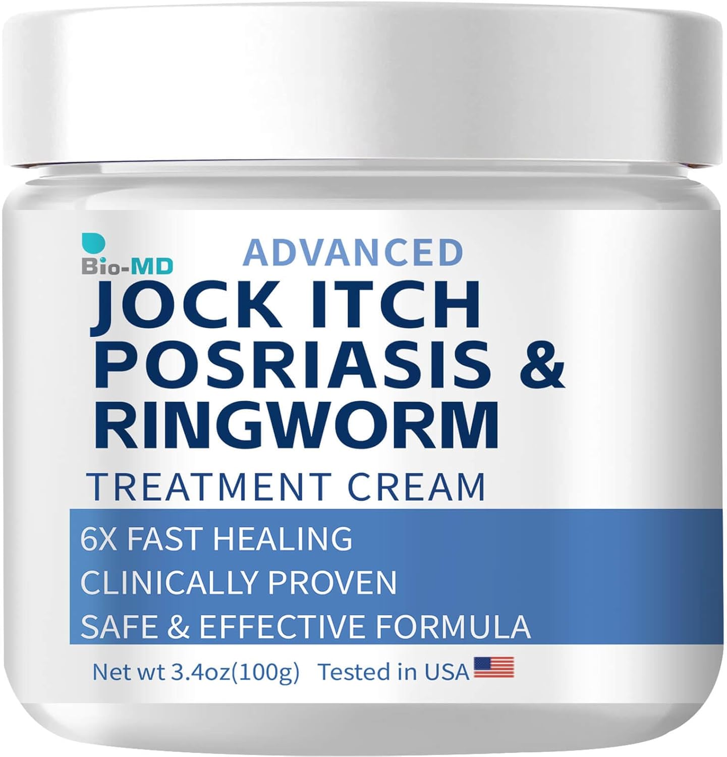 Ownsun Bio-MD Jock Itch Cream front view jar for fast antifungal relief
