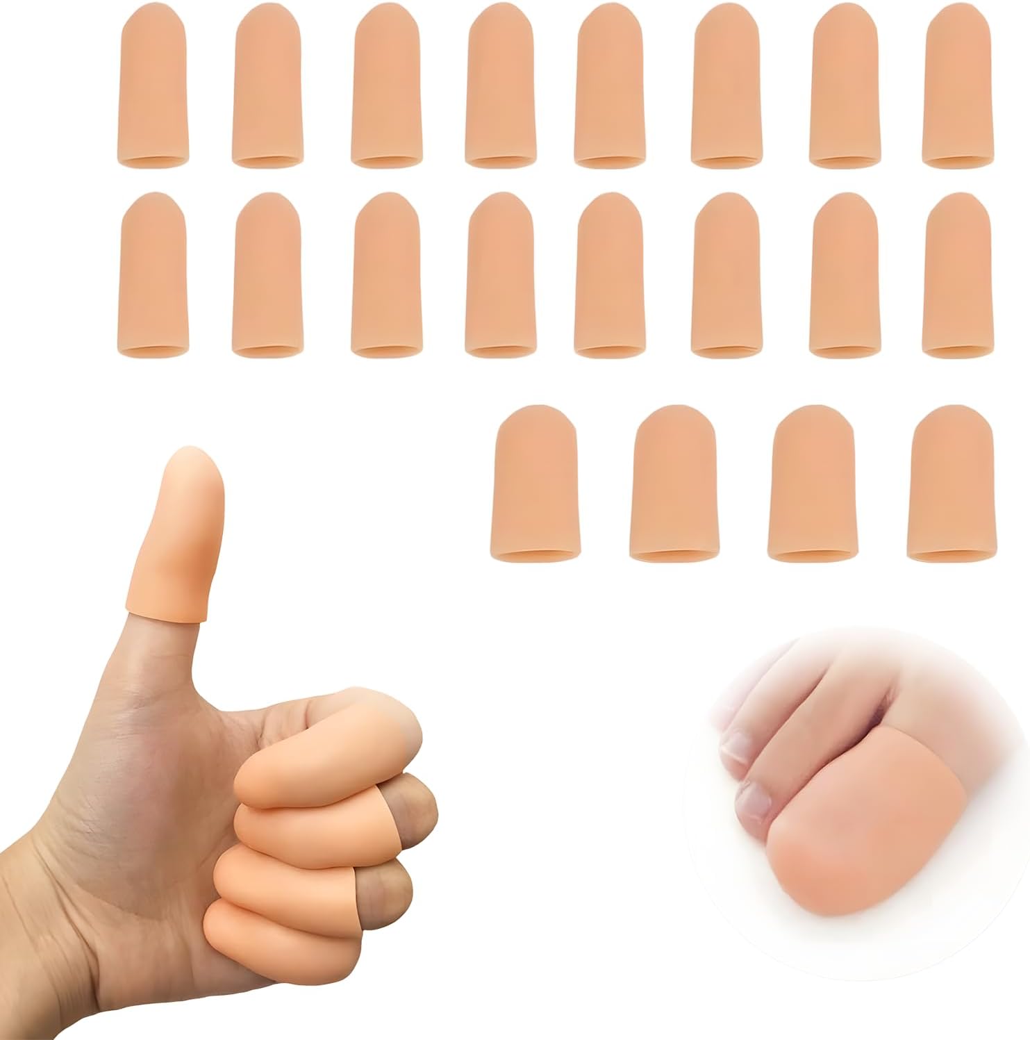Creztail silicone finger sleeve front view showing the pack of nude gel cots for wound care.