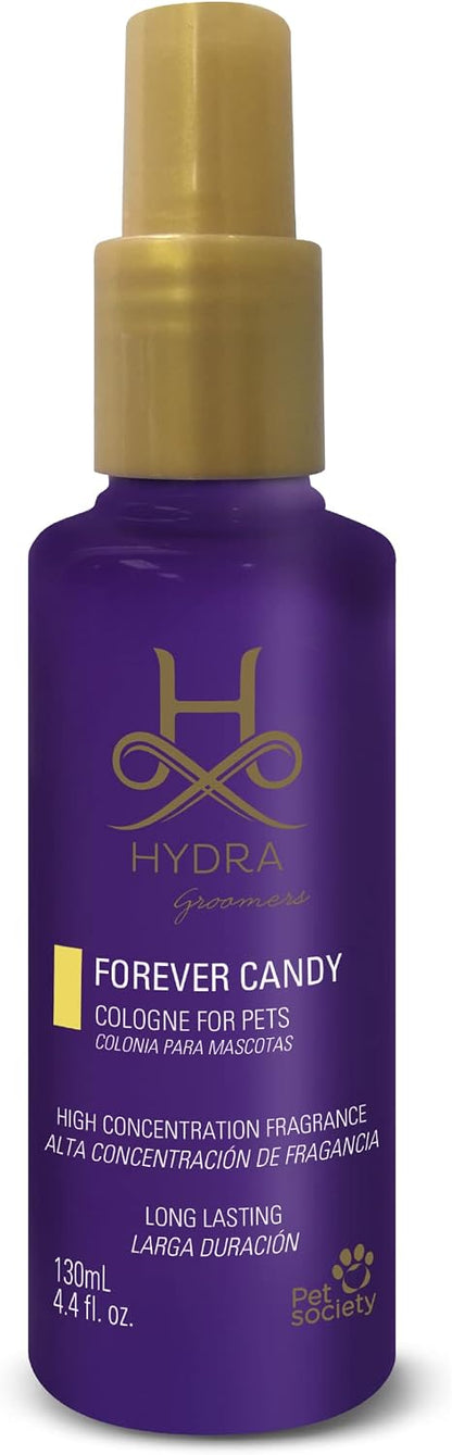 Hydra Groomers Forever VIP elegant pet finishing spray packaging detail.