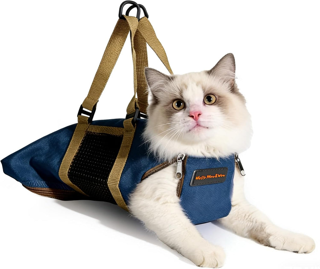 Cinf Cat Nail Clipping Cleaning Grooming Restraint Bag No Scratching Biting for Bathing Nail Trimming Injecting Examining(Blue,M) - Image 13