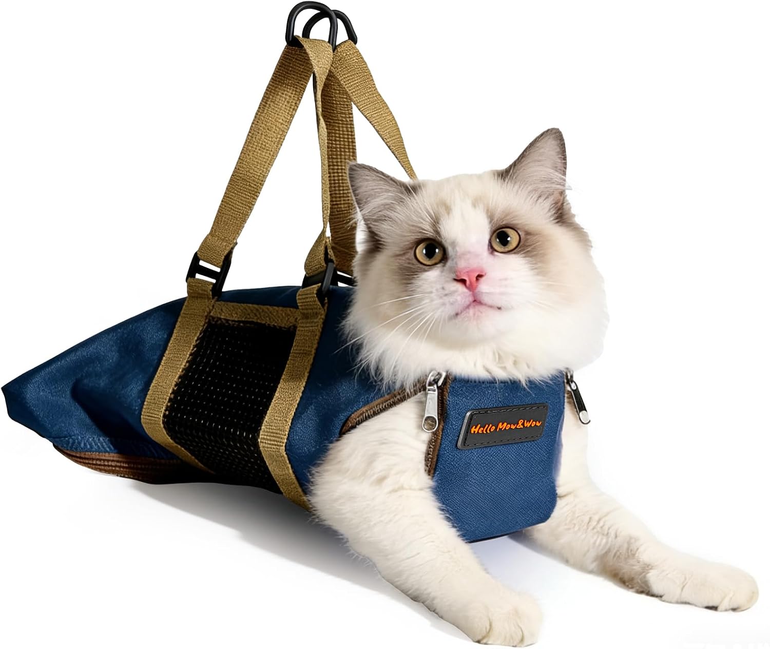 Cinf Cat Nail Clipping Cleaning Grooming Restraint Bag No Scratching Biting for Bathing Nail Trimming Injecting Examining(Blue,M) - Image 13