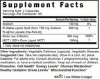Top view of Nature's Fusions Nutri R Alpha Lipoic Acid bottle cap