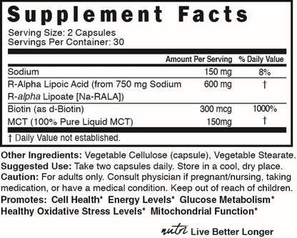 Nature's Fusions Nutri R Alpha Lipoic Acid 600mg safety seals and authentic USA import markings