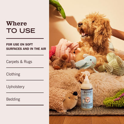 Side view of Mrs. Meyer's 12 fluid ounce pet odor neutralizer