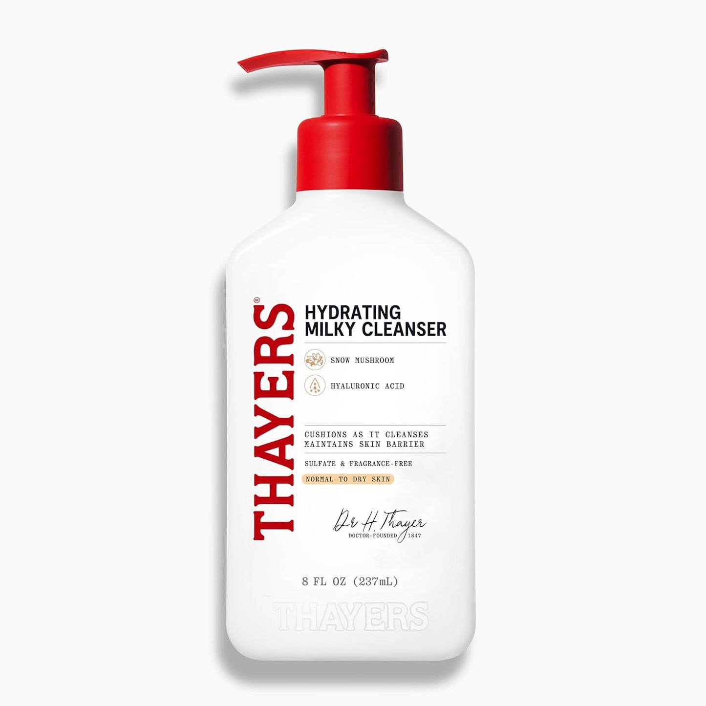 Thayers Milky Hydrating Face Cleanser front bottle view