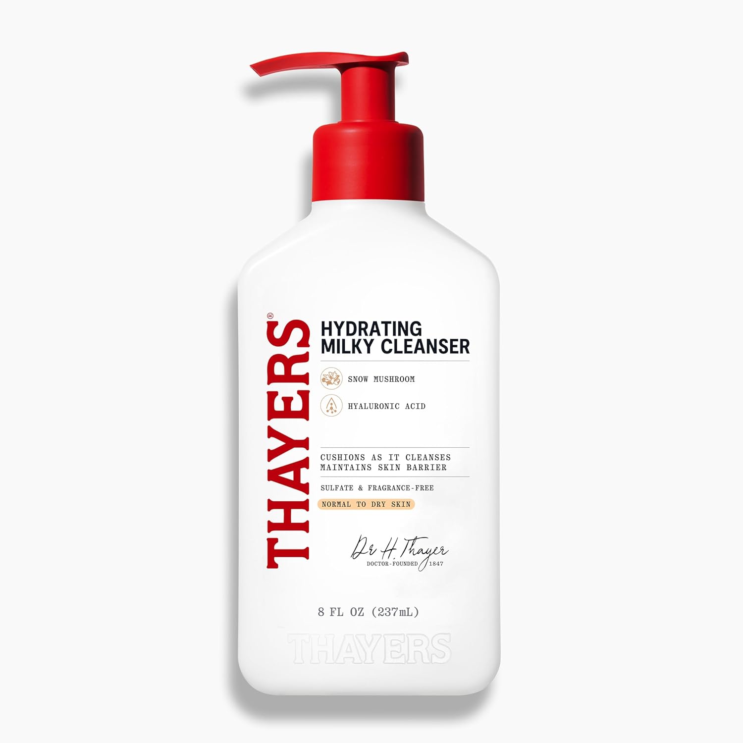 Thayers Milky Hydrating Face Cleanser front bottle view