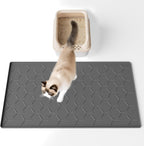 Bulkniu Large Silicone Cat Litter Mat, Waterproof/Urineproof, Litter Recycling, Easy to Clean, Soft on Kitty Paw (22"X34"- Grey) - Image 14