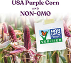Detailed view of purple corn and grains in Manna Pro treat mix