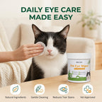 Hypoallergenic pet eye cleaning pads for crust and mucus removal.