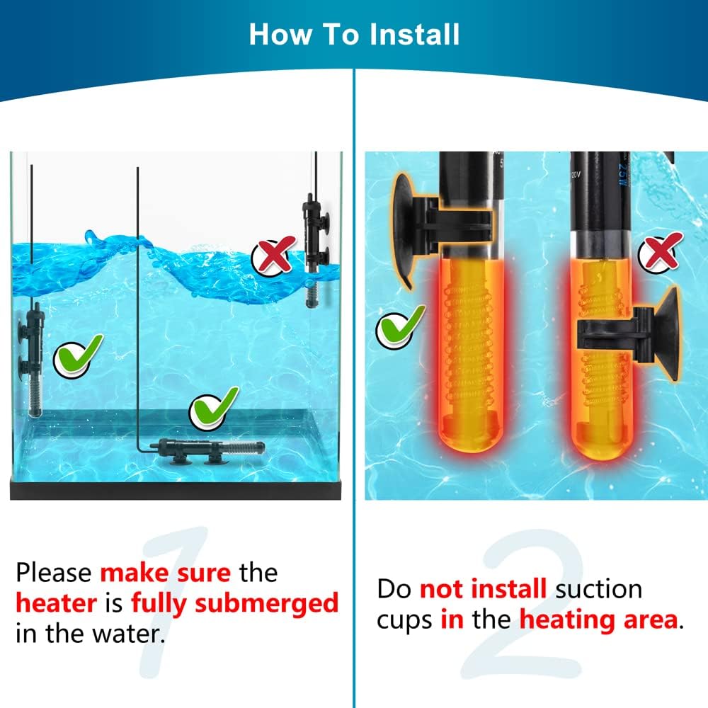 Side profile of DaToo 50W fish tank heater