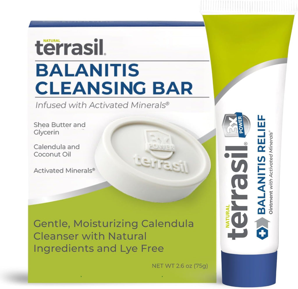 Terrasil Balanitis Relief 2-Product Kit front view including ointment tube and soap bar