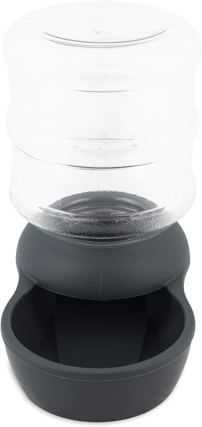Petmate Aspen Pet Lebistro 2.5 Gallon waterer side view clear reservoir bottle