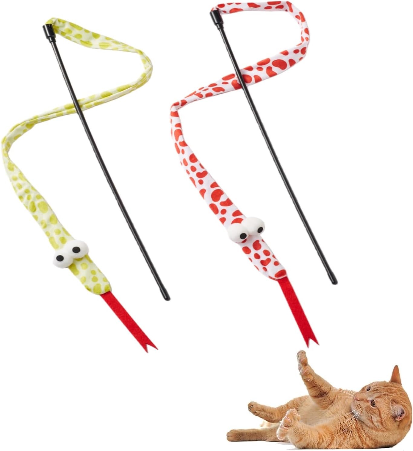 NOWFRESH Cat Wand Toy Set, 2 PCS Interactive Cat Teaser Wands with Cute Bee & Mouse Designs, Equipped with Bells and Streamers to Captivate Your Cat's Attention - Image 12