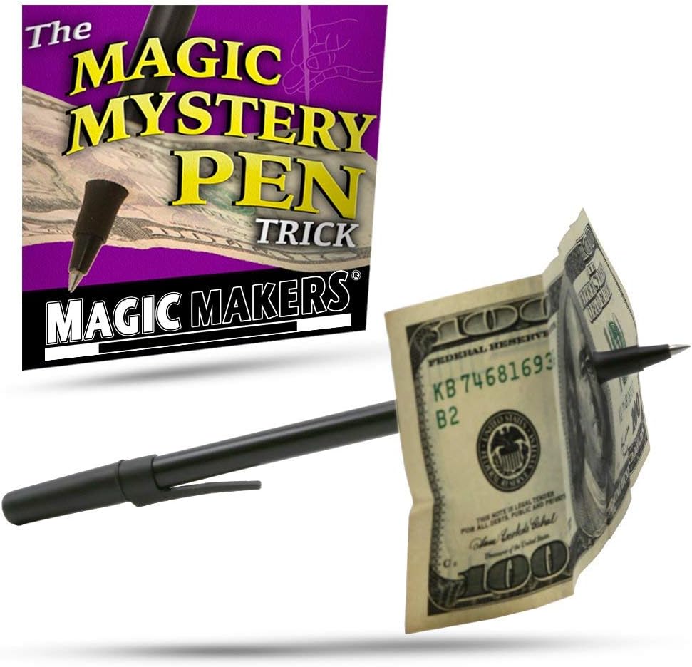 Magic Makers Mystery Trick Pen front view of black gimmick pen on table