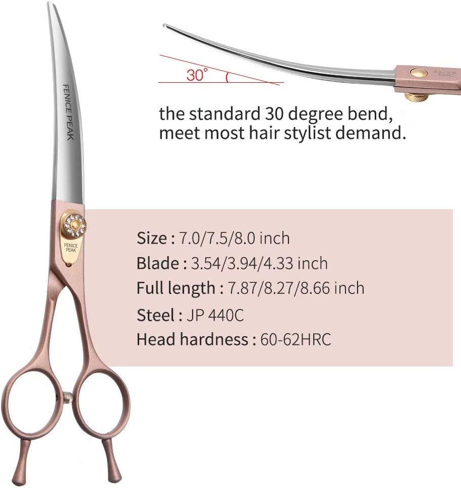 Rose gold 440C stainless steel dog cutting scissors close up