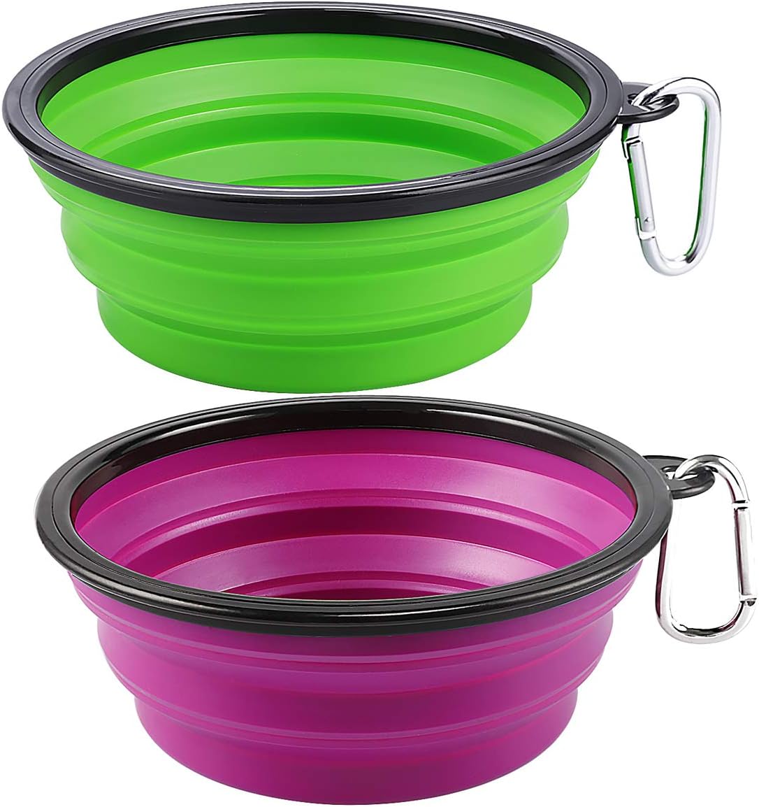 Kytely Large Collapsible Dog Bowls 2 Pack, 34oz Foldable Dog Travel Bowl, Portable Pet Water Food Bowl with Clasp, Pet Cat Feeding Cup Dish for Traveling, Walking, Hiking (Black+Blue) - Image 10