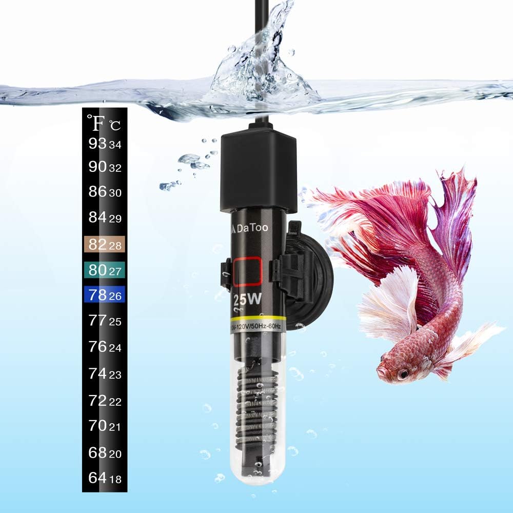 DaToo mini aquarium heater 25 watt front view