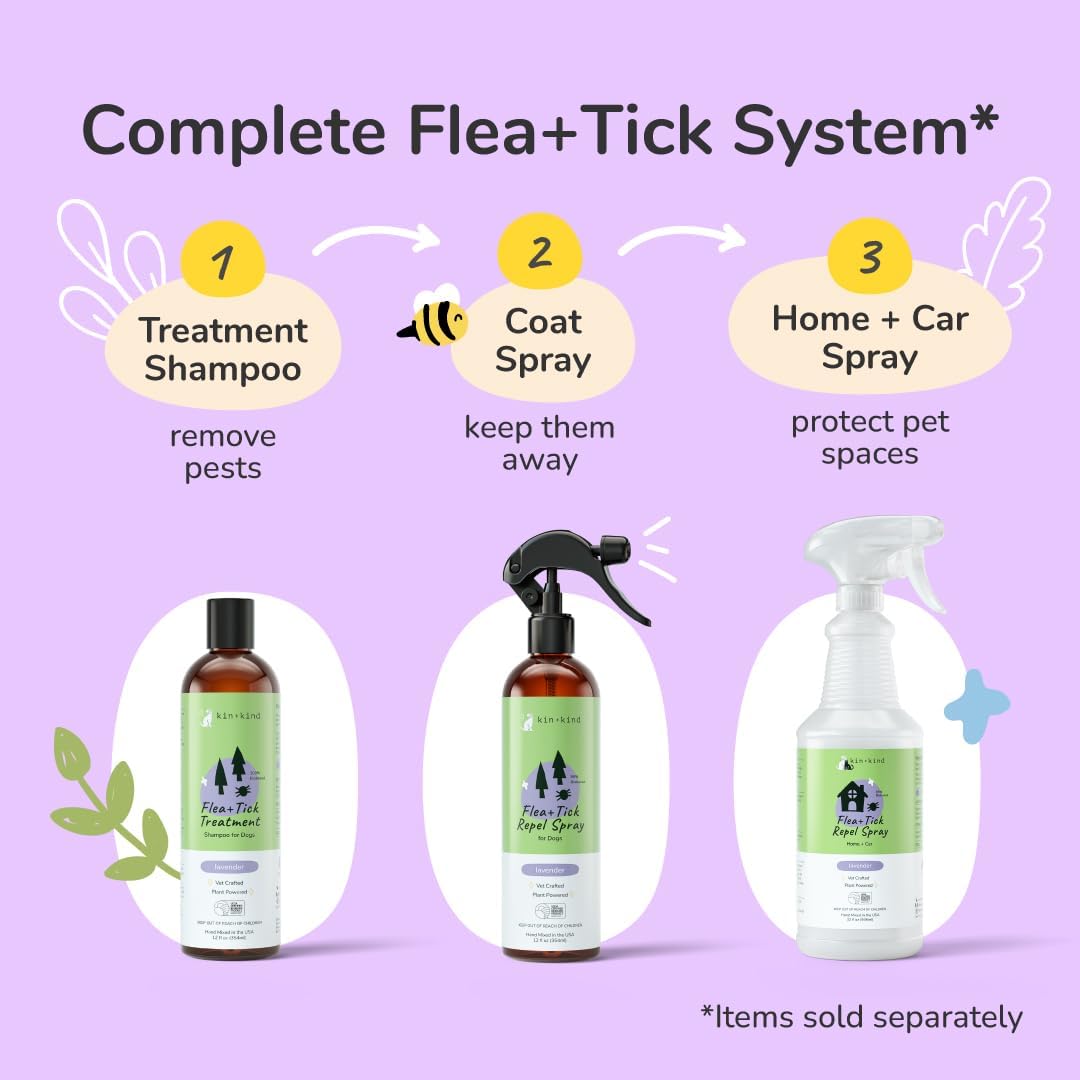 kin+kind Natural Flea and Tick Prevention for Dogs - Non-Greasy Coat Spray, Vet-Formulated, Lavender, 12 fl oz - Image 9