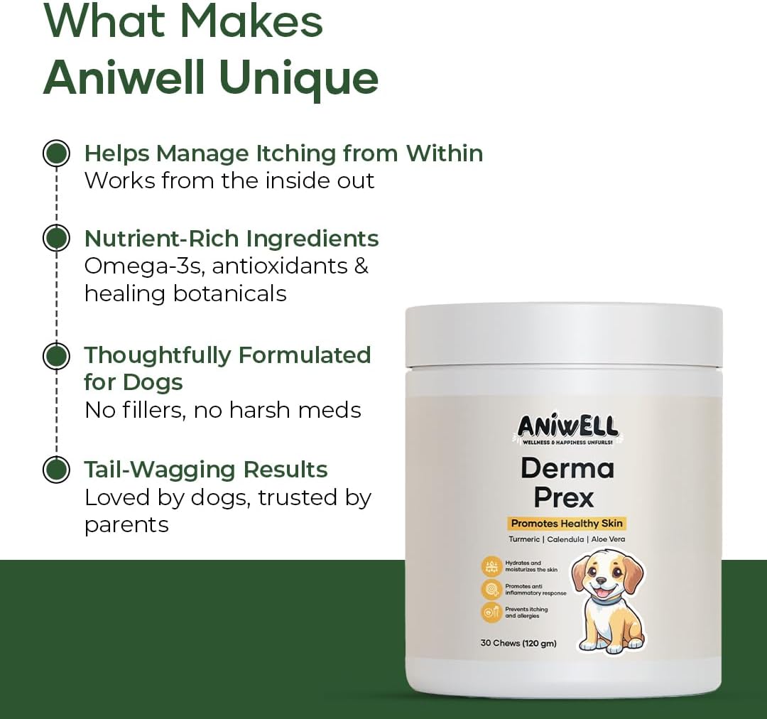 Aniwell natural allergy and skin health chews for pet hot spot treatment