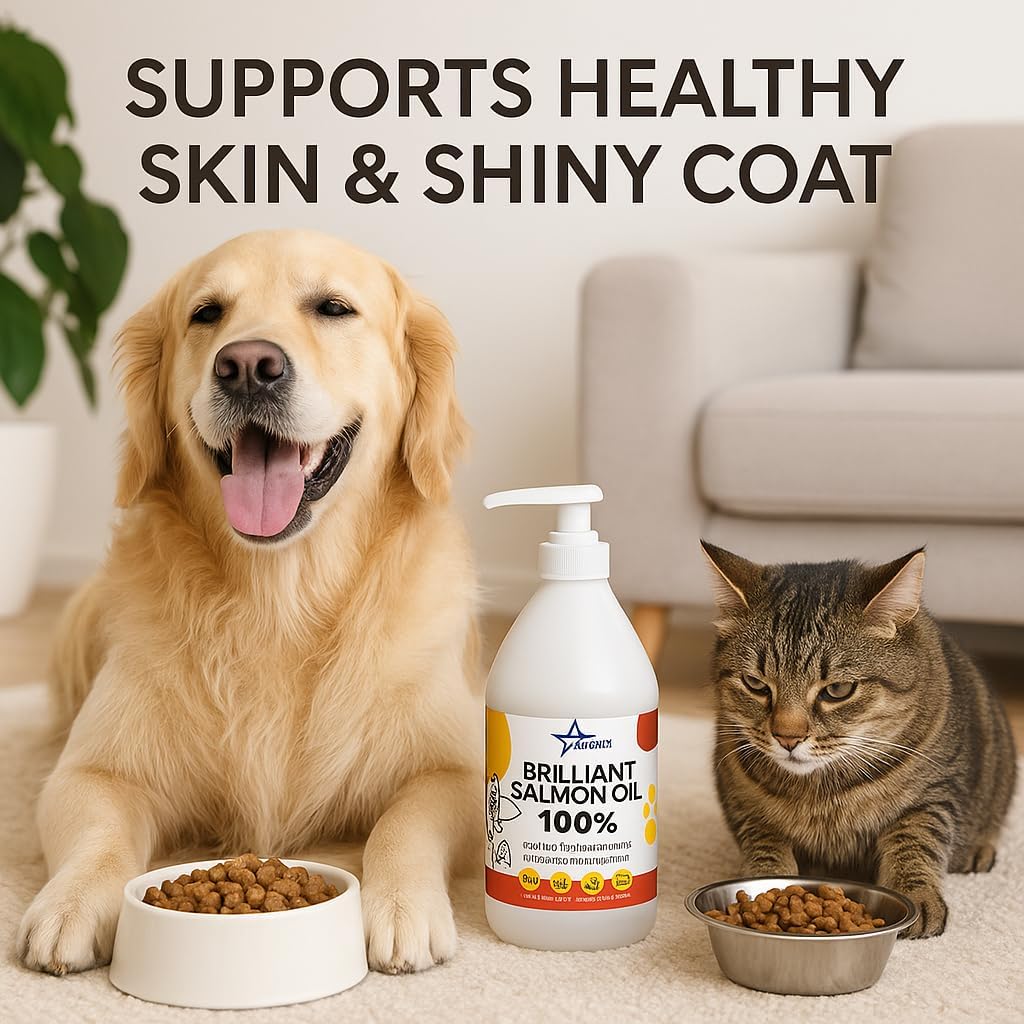 Stellar Chemical Corp Omega three liquid fish oil supplement for dogs and cats highlighting natural EPA and DHA benefits
