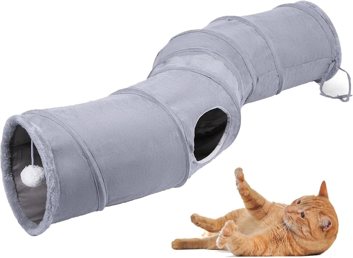 Cat Tunnel, Durable Suede Collapsible Cat Play Tube Toys with Play Ball, Indoor Cat Tunnel for Cat, Puppy, Kitty, Kitten, Rabbit (Small) - Image 9