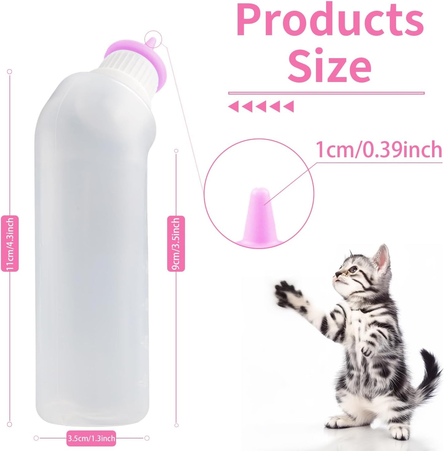 Xuandea pet feeding bottle pack showing clear measurement markings from 10 to 50 milliliters.