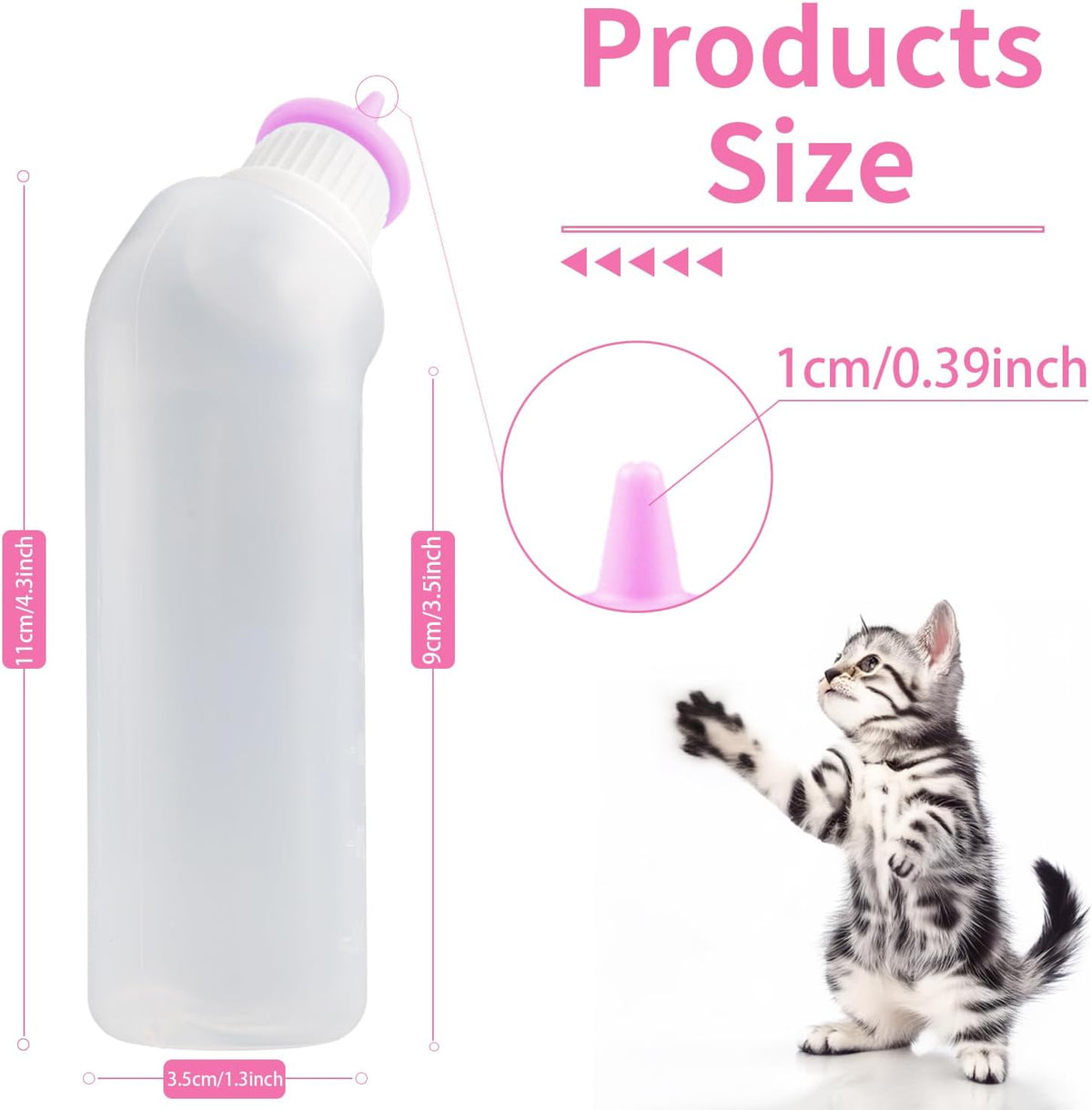 Xuandea pet feeding bottle pack showing clear measurement markings from 10 to 50 milliliters.