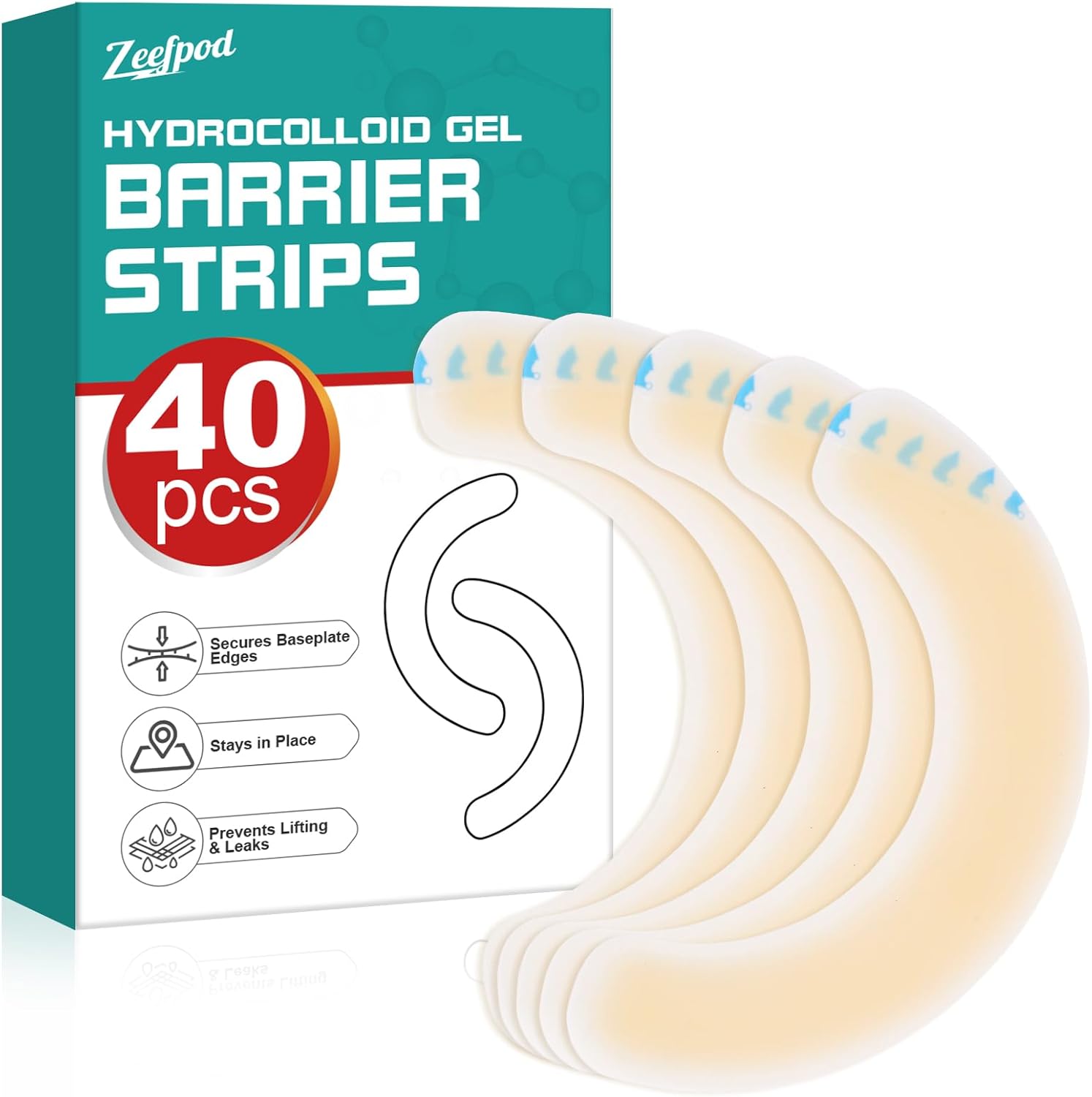 Maidwoc ostomy barrier strips forty pieces box front view showing medical hydrocolloid packaging.