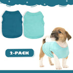 2 Pieces Dog Clothes for Small Dogs Girl Boy Chihuahua Clothes Summer Puppy Soft Dog Shirt Solid Color Pet Clothing Cute Cat Cloth, XXS,Green,Blue - Image 9