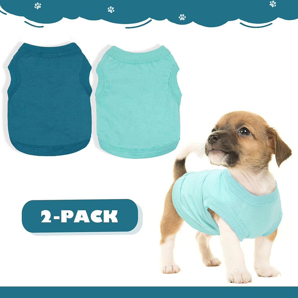 2 Pieces Dog Clothes for Small Dogs Girl Boy Chihuahua Clothes Summer Puppy Soft Dog Shirt Solid Color Pet Clothing Cute Cat Cloth, XXS,Green,Blue - Image 9