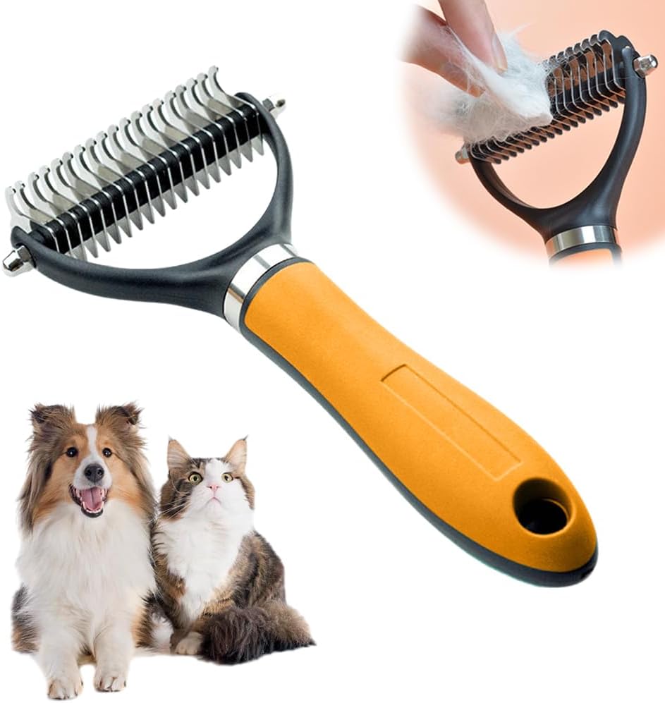 Double-Sided Self-Cleaning Pet Grooming Brush,2026 New Ergonomic Undercoat Rake,Gentle Detangler Brush for Long Thick Pet Hair,Professional Grooming Tool (Green-19Teeth/19Teeth) - Image 15