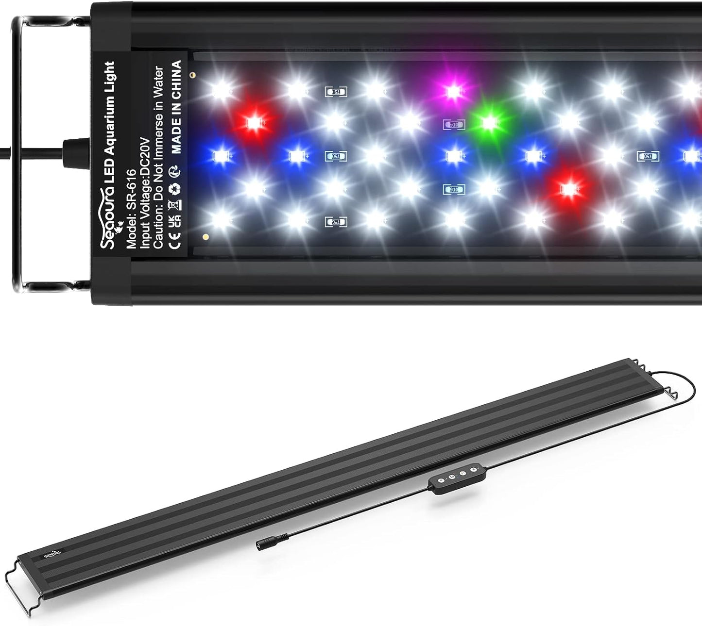 SEAOURA Led Aquarium Light for Plants-Full Spectrum Fish Tank Light with Timer Auto On/Off, 18-24 Inch, Adjustable Brightness, White Blue Red Green Pink LEDs with Extendable Brackets for Freshwater - Image 9