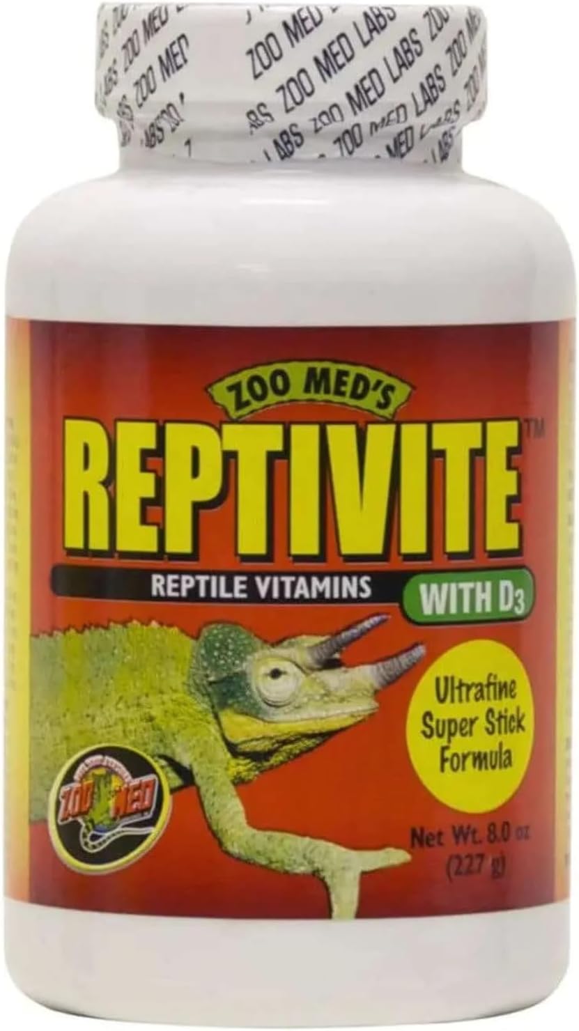 Authentic Zoo Med Reptivite packaging for reptile supplements