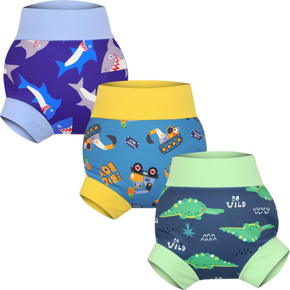 Flyish Direct Moomoo Baby reusable swim diapers blue set front view