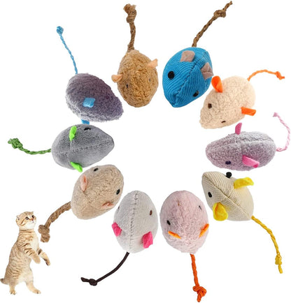 ISMARTEN catnip mouse plush cat toys front view six pack