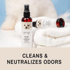 Pet owner applying Eye Envy spray to dog beard