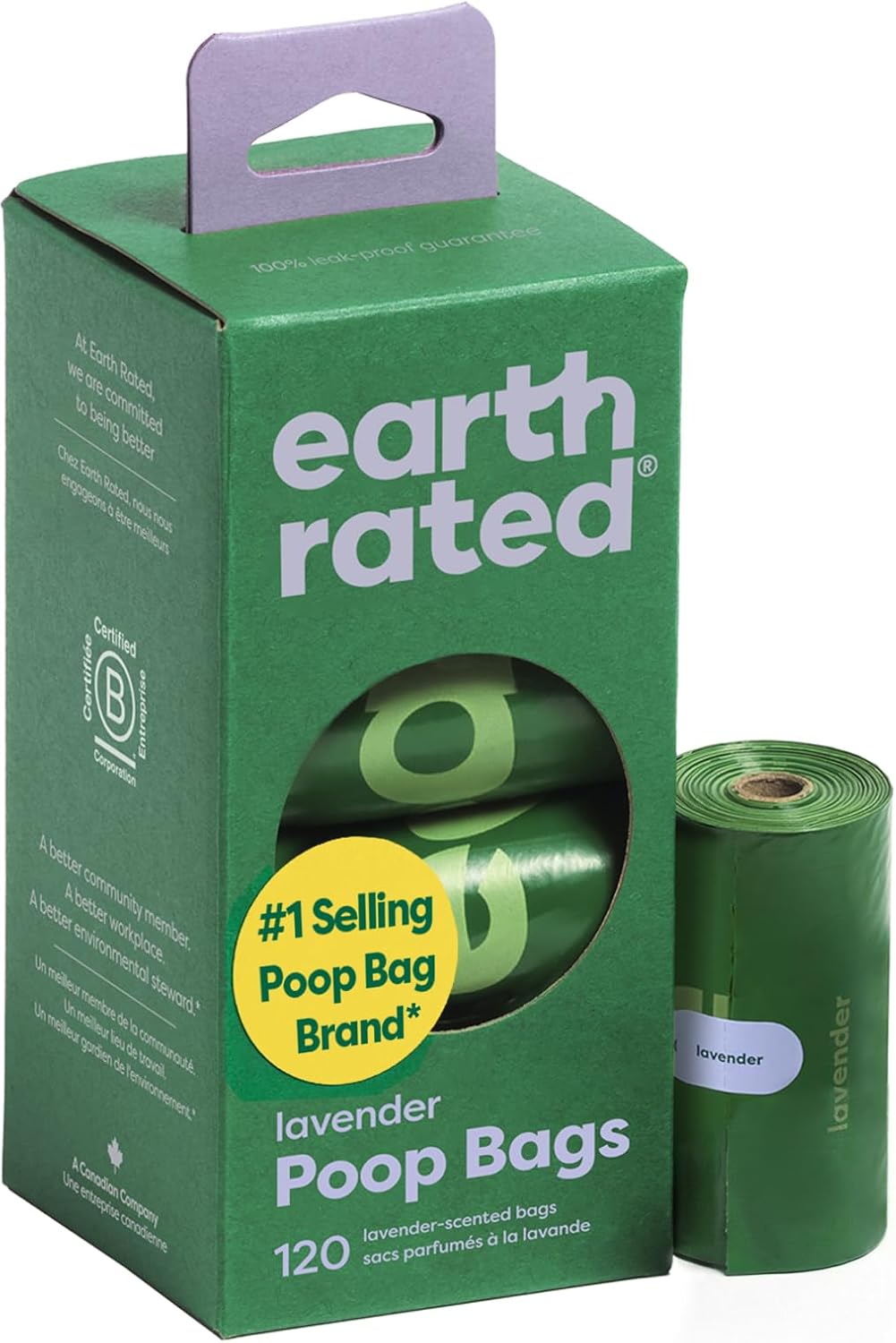 USA imported Earth Rated lavender scented dog waste bags lifestyle view